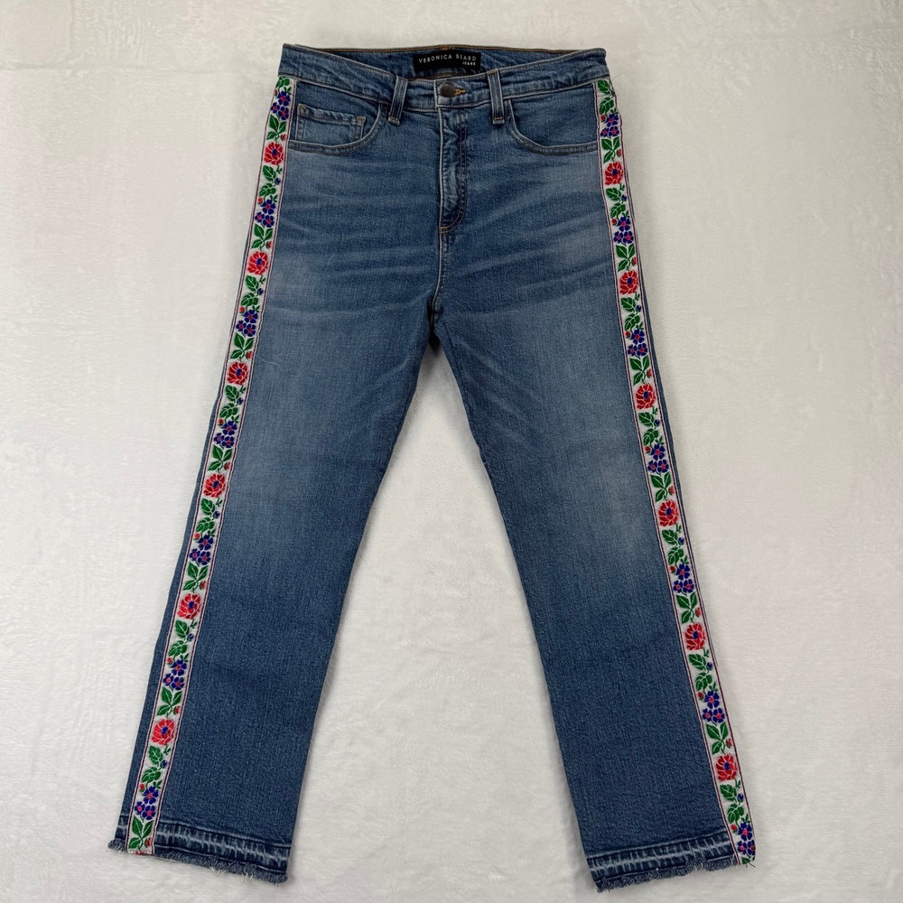 VERONICA BEARD INES 10.75 GIRLFRIEND JEANS‎ WASH FLORAL TUX CUT 0053 SIZE 29